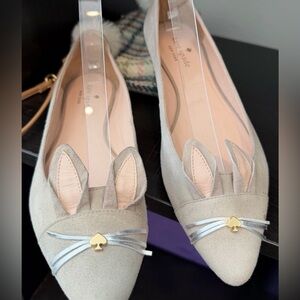 Kate Spade New York Edina Beige Bunny Flats Size 8 Luxury Designer Preppy Chic